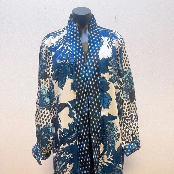 NWT Chico's Blue & White Reversible Cardigan/Duster Size 3 (XL) - Picture 9 of 11